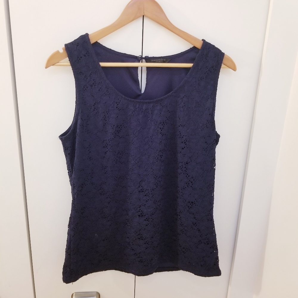 3/$45 Kenneth Cole | Blue Sleeveless Blouse Top